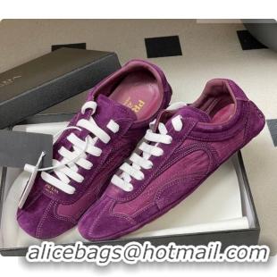Popular Style Prada Montecarlo Re-Edition 2005 suede and Re-Nylon sneakers Dark Purple 2026 1E247O