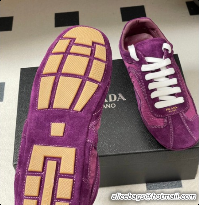 Popular Style Prada Montecarlo Re-Edition 2005 suede and Re-Nylon sneakers Dark Purple 2026 1E247O