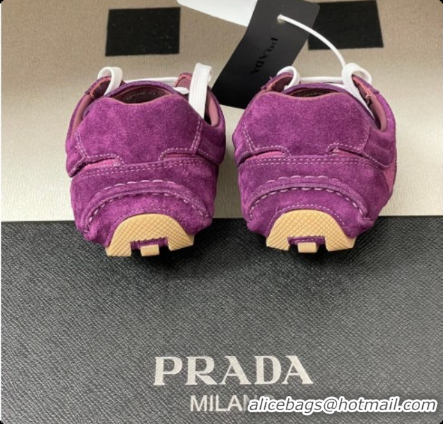 Popular Style Prada Montecarlo Re-Edition 2005 suede and Re-Nylon sneakers Dark Purple 2026 1E247O