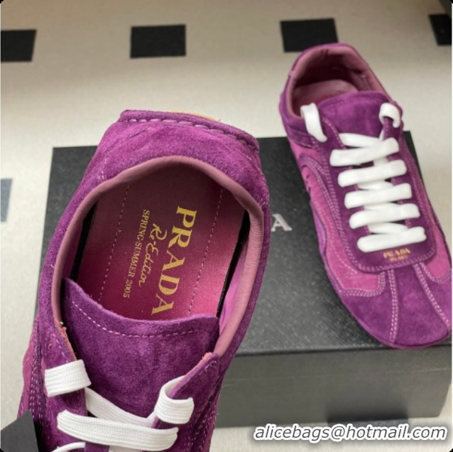 Popular Style Prada Montecarlo Re-Edition 2005 suede and Re-Nylon sneakers Dark Purple 2026 1E247O