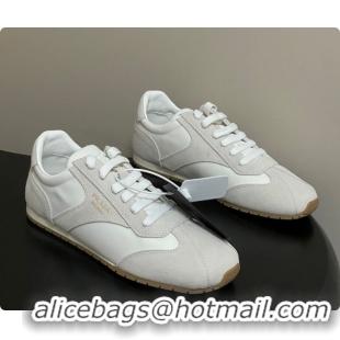 Perfect Prada Re-Nylon and suede laced sneakers White/Grey 2026 11E152O