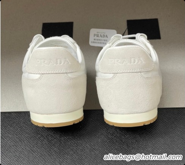 Perfect Prada Re-Nylon and suede laced sneakers White/Grey 2026 11E152O