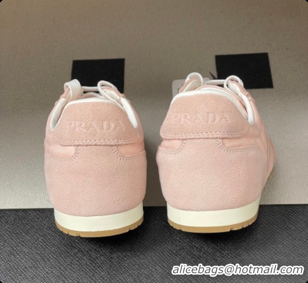 Top Grade Prada Re-Nylon and suede laced sneakers Light Pink 2026 11E152O