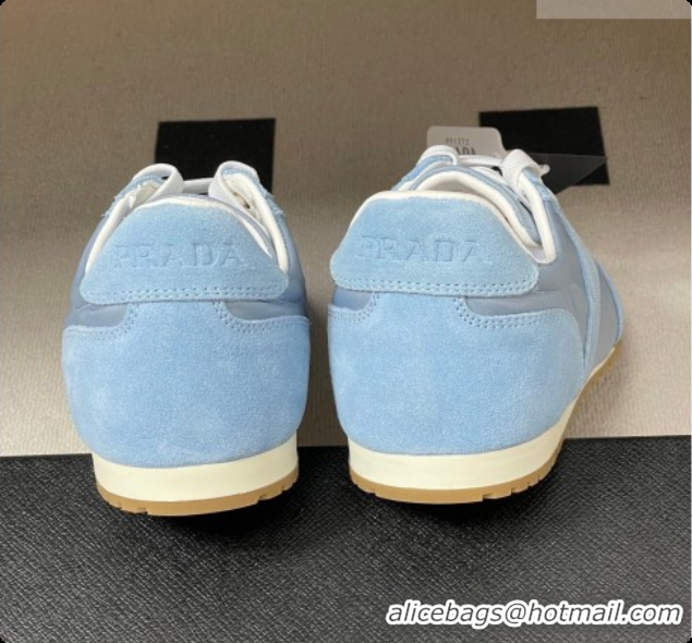 Best Grade Prada Re-Nylon and suede laced sneakers Blue 2026 11E152O