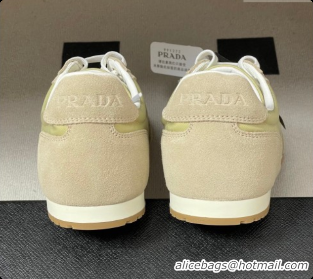 Unique Style Prada Re-Nylon and suede laced sneakers Beige/Green 2026 11E152O