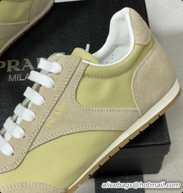 Unique Style Prada Re-Nylon and suede laced sneakers Beige/Green 2026 11E152O