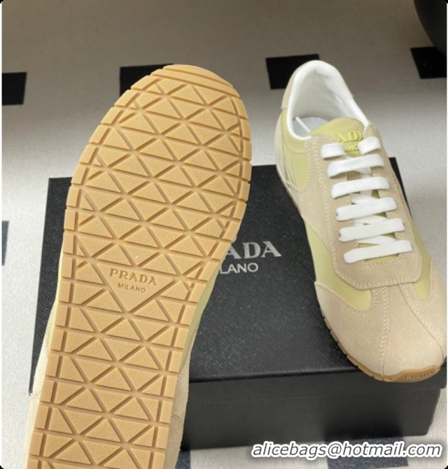 Unique Style Prada Re-Nylon and suede laced sneakers Beige/Green 2026 11E152O