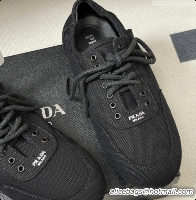 Durable Prada Collapse Canvas Sneakers Black 2026 1E989N