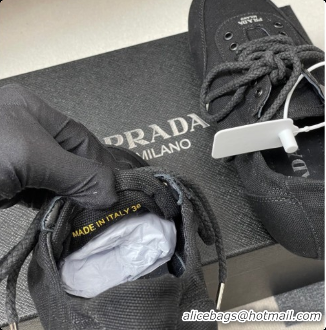 Durable Prada Collapse Canvas Sneakers Black 2026 1E989N