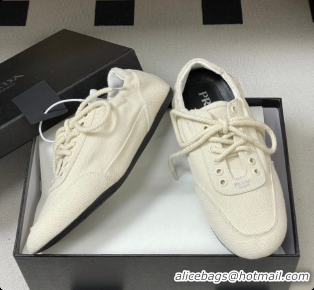 Grade Quality Prada Collapse Canvas Sneakers White 2026 1E989N