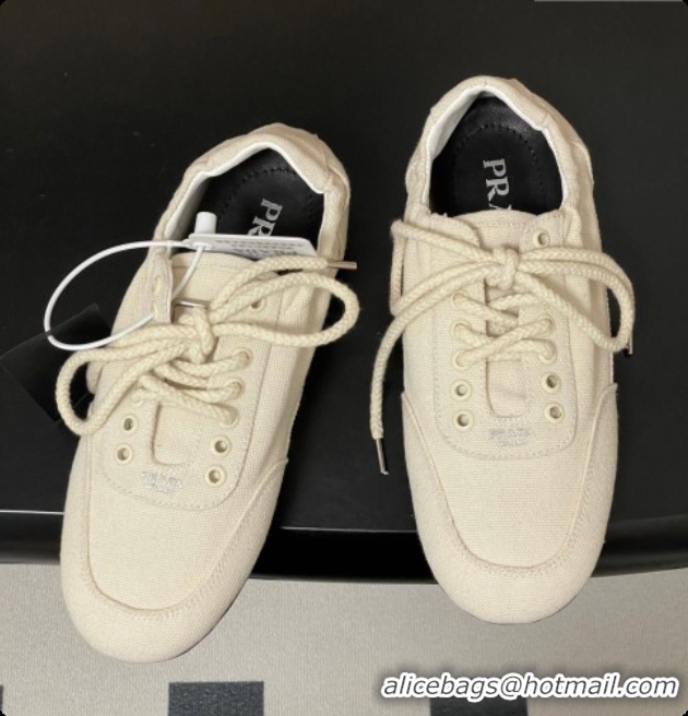 Grade Quality Prada Collapse Canvas Sneakers White 2026 1E989N