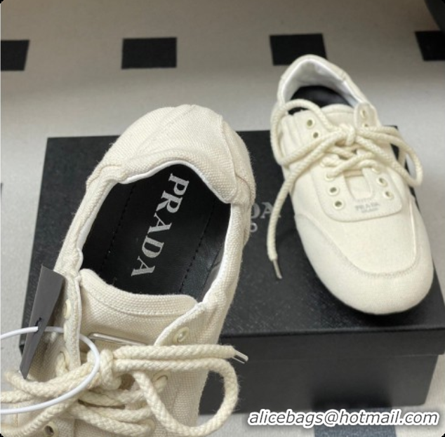 Grade Quality Prada Collapse Canvas Sneakers White 2026 1E989N