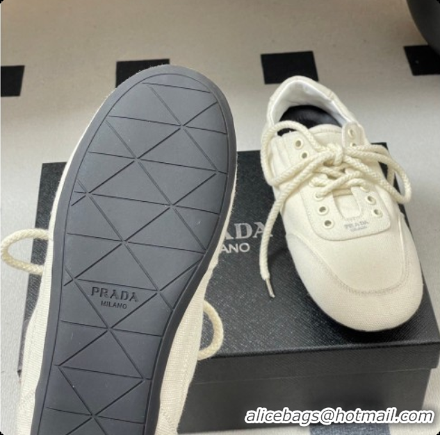 Grade Quality Prada Collapse Canvas Sneakers White 2026 1E989N