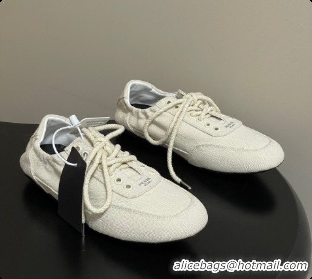 Grade Quality Prada Collapse Canvas Sneakers White 2026 1E989N