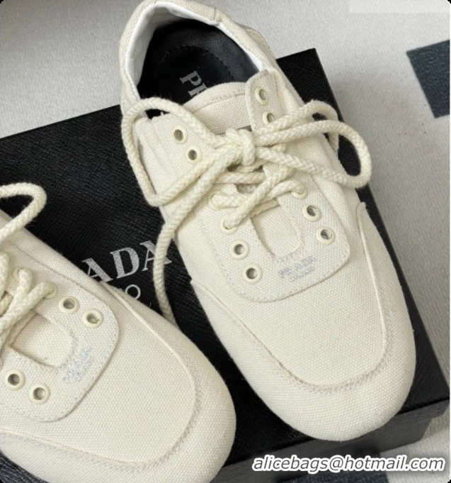 Grade Quality Prada Collapse Canvas Sneakers White 2026 1E989N