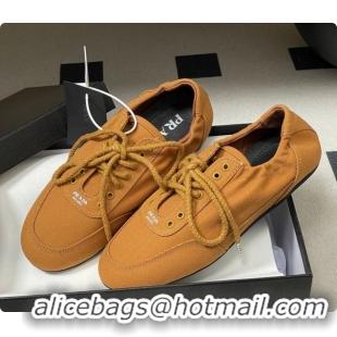 Stylish Prada Collapse Canvas Sneakers Orange 2026 1E989N