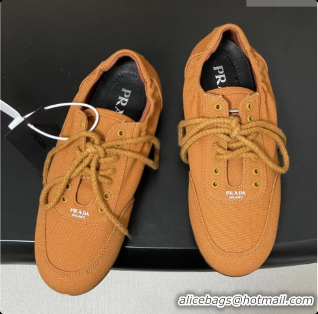 Stylish Prada Collapse Canvas Sneakers Orange 2026 1E989N