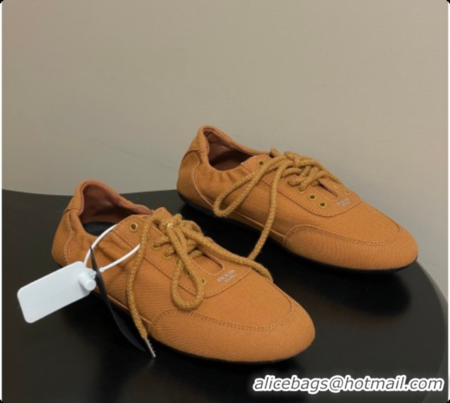 Stylish Prada Collapse Canvas Sneakers Orange 2026 1E989N
