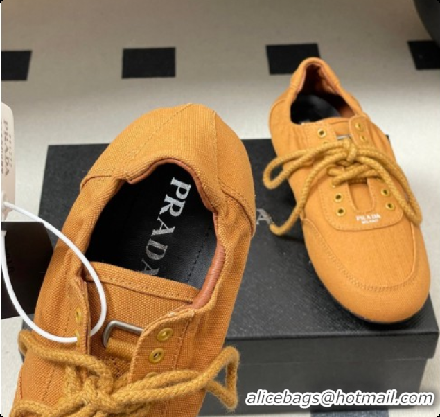 Stylish Prada Collapse Canvas Sneakers Orange 2026 1E989N