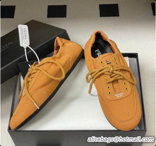 Stylish Prada Collapse Canvas Sneakers Orange 2026 1E989N