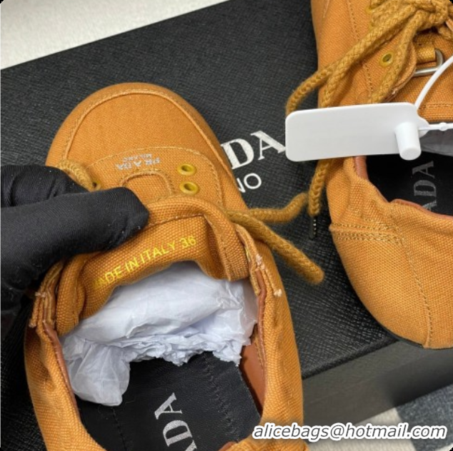 Stylish Prada Collapse Canvas Sneakers Orange 2026 1E989N