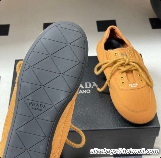 Stylish Prada Collapse Canvas Sneakers Orange 2026 1E989N
