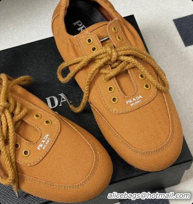 Stylish Prada Collapse Canvas Sneakers Orange 2026 1E989N