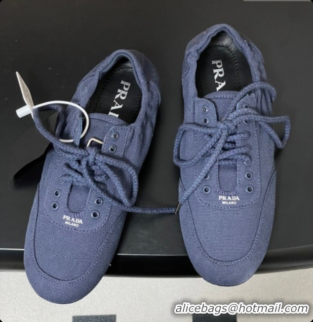 Luxury Prada Collapse Canvas Sneakers Blue 2026 1E989N