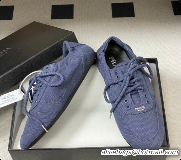 Luxury Prada Collapse Canvas Sneakers Blue 2026 1E989N