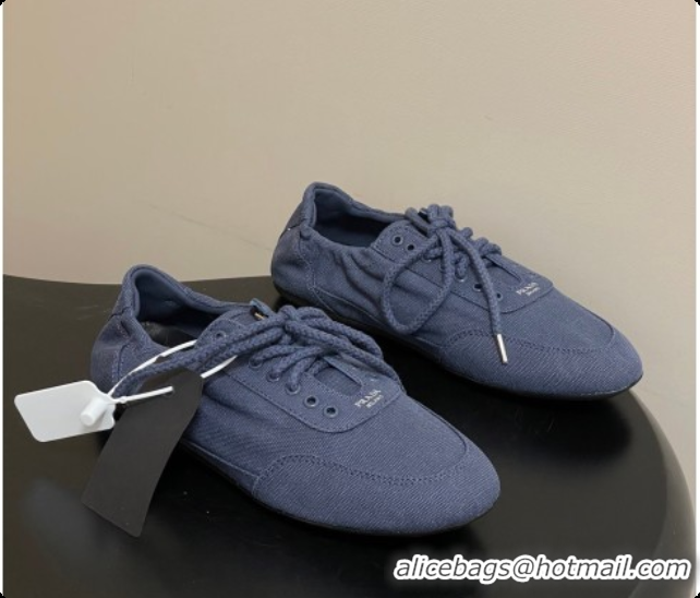 Luxury Prada Collapse Canvas Sneakers Blue 2026 1E989N