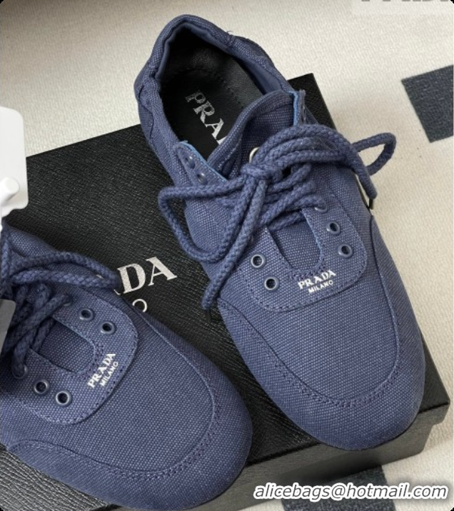 Luxury Prada Collapse Canvas Sneakers Blue 2026 1E989N