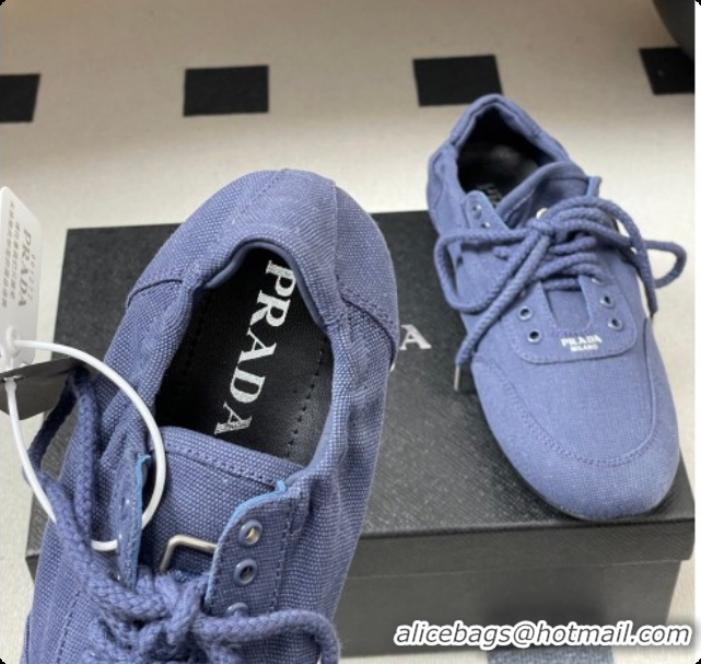 Luxury Prada Collapse Canvas Sneakers Blue 2026 1E989N