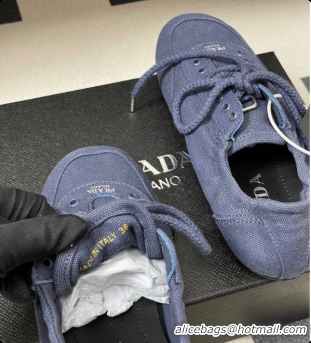 Luxury Prada Collapse Canvas Sneakers Blue 2026 1E989N