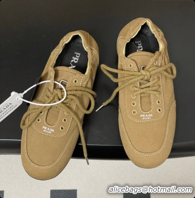 Good Product Prada Collapse Canvas Sneakers Khaki 2026 1E989N