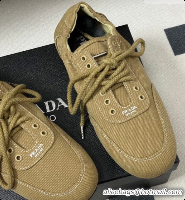 Good Product Prada Collapse Canvas Sneakers Khaki 2026 1E989N