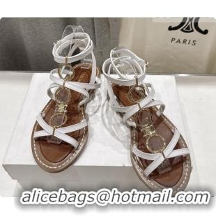 Classic Hot Celine Flat Sandals in Supple Calfskin C080117 White 2026