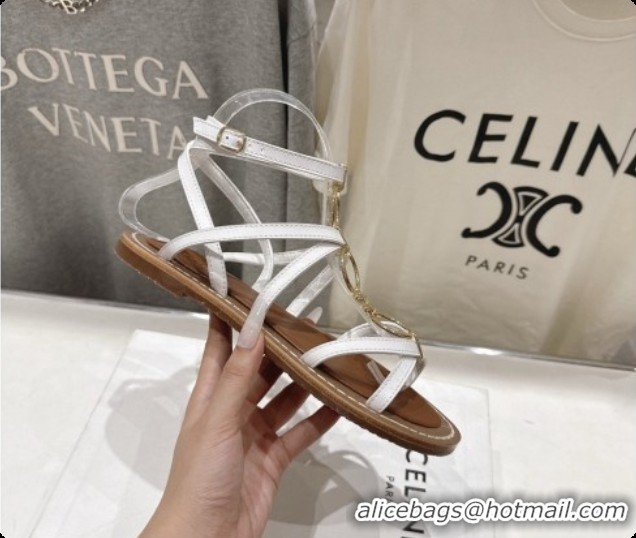 Classic Hot Celine Flat Sandals in Supple Calfskin C080117 White 2026