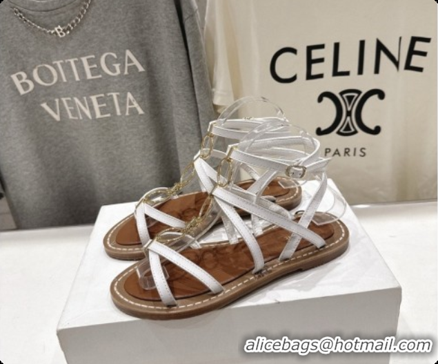 Classic Hot Celine Flat Sandals in Supple Calfskin C080117 White 2026
