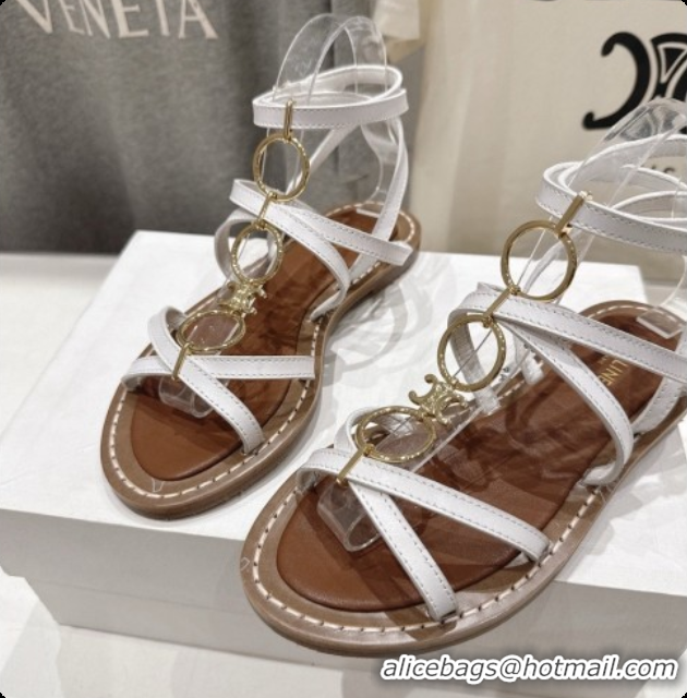 Classic Hot Celine Flat Sandals in Supple Calfskin C080117 White 2026