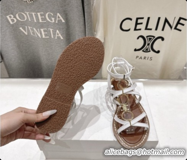 Classic Hot Celine Flat Sandals in Supple Calfskin C080117 White 2026