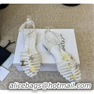 Good Quality Celine Cage Flat Sandals in Calfskin C080327 White 2026