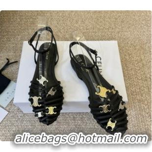 Charming Celine Cage Flat Sandals in Calfskin C080328 Black 2026