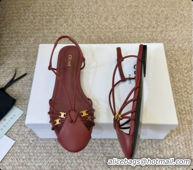 Sophisticated Celine Cocktail Sandals in Calfskin C080329 Burgundy 2026
