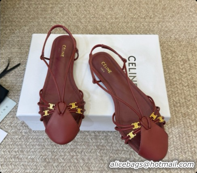 Sophisticated Celine Cocktail Sandals in Calfskin C080329 Burgundy 2026