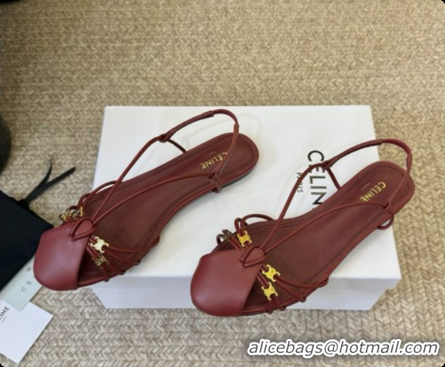Sophisticated Celine Cocktail Sandals in Calfskin C080329 Burgundy 2026