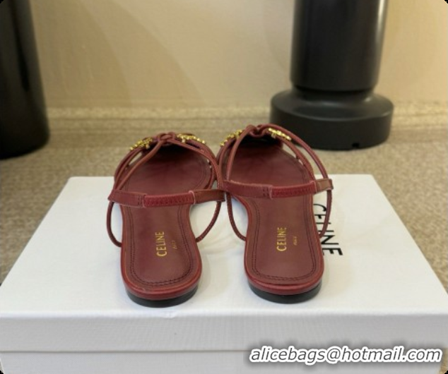 Sophisticated Celine Cocktail Sandals in Calfskin C080329 Burgundy 2026