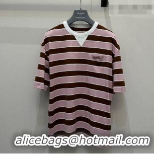 Trendy Design Prada Striped Cotton T-Shirt PR032544 Pink 2026