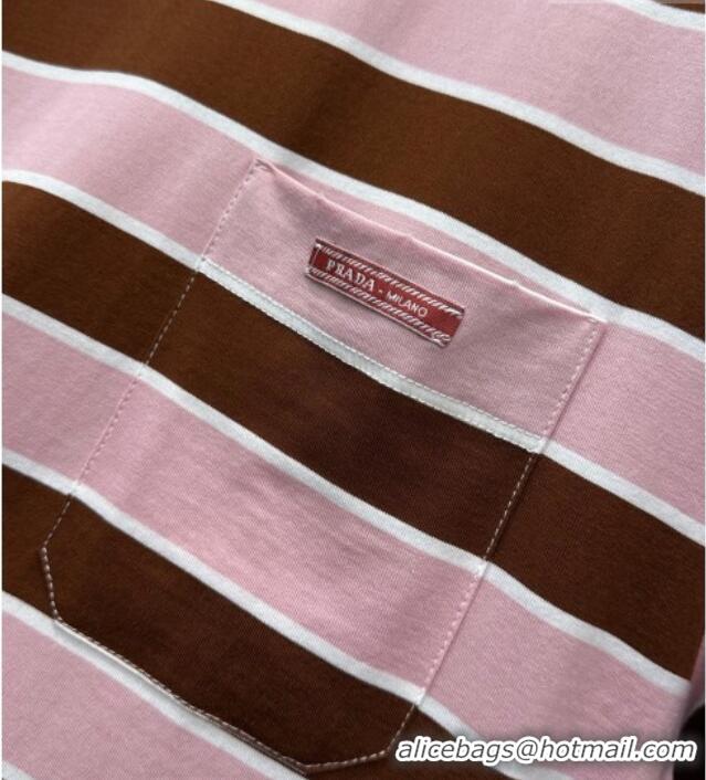 Trendy Design Prada Striped Cotton T-Shirt PR032544 Pink 2026