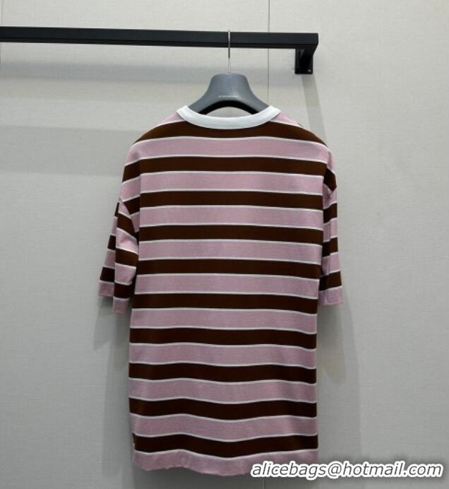 Trendy Design Prada Striped Cotton T-Shirt PR032544 Pink 2026