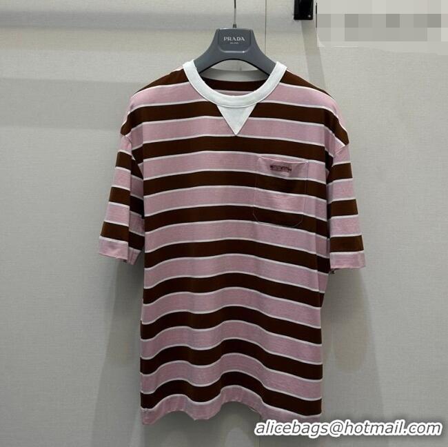Trendy Design Prada Striped Cotton T-Shirt PR032544 Pink 2026